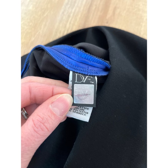 Diane Von Furstenberg Dayton Leather Panel Color Block Midi Dress Size 6 Stretch - Picture 4 of 8